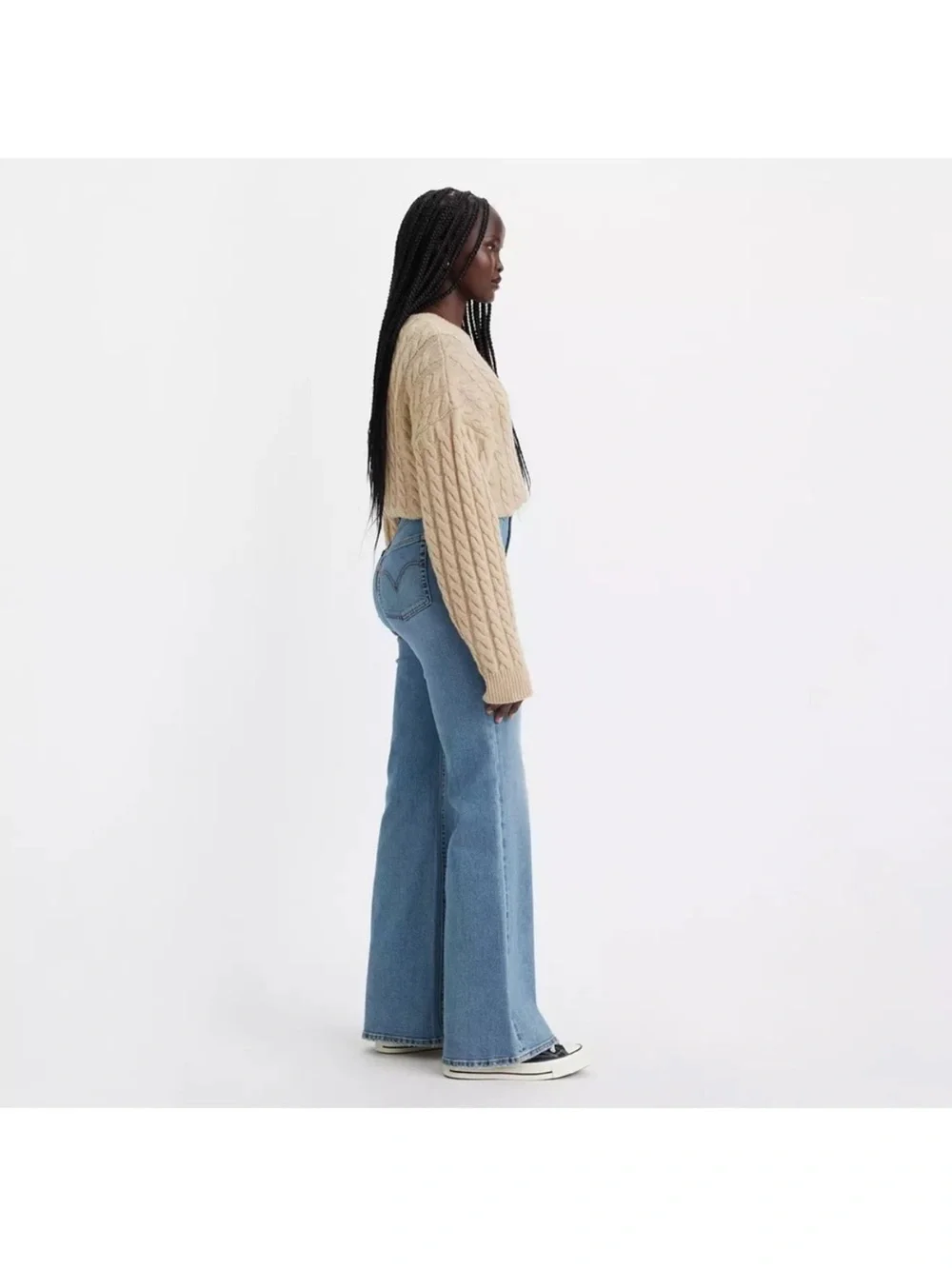Levi’s Ribcage Bell raw hem jeans 29 high rise waist denim